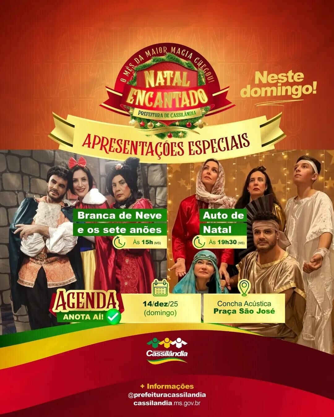 Imagem de compartilhamento para o artigo Natal Encantado segue com atrações especiais neste domingo (14), em Cassilândia da MS Todo dia